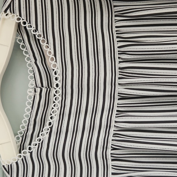 Loft, Woman's, Sz XXSP, 2 BL Stripes & Dashes; Short Sleeve w wh Circles - Picture 2 of 9